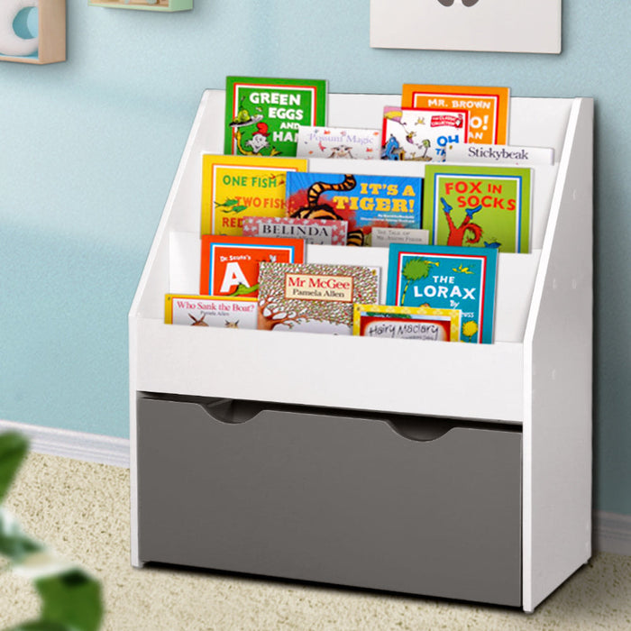 Keezi White Kids Bookshelf with Storage Box