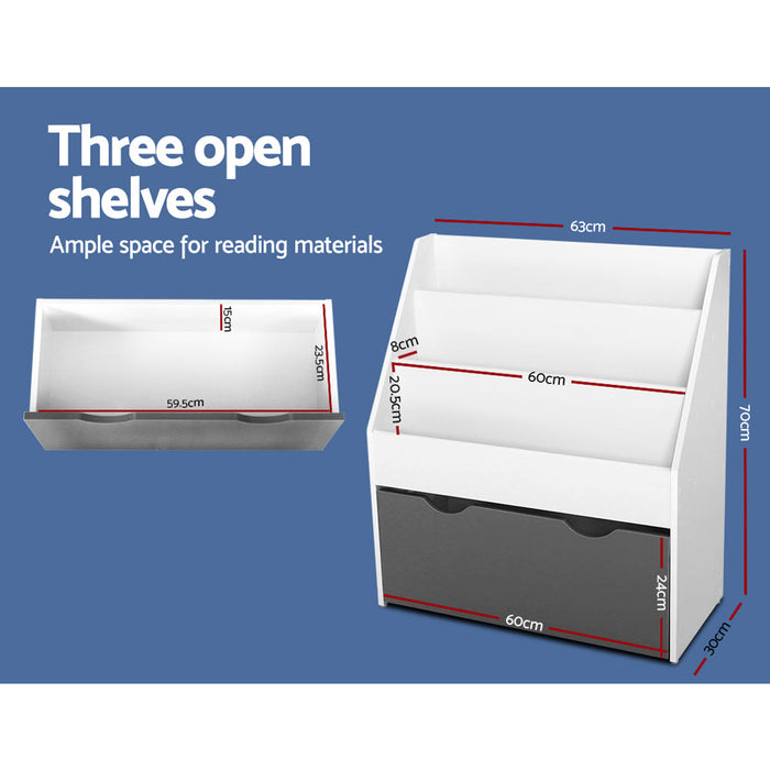 Keezi White Kids Bookshelf with Storage Box