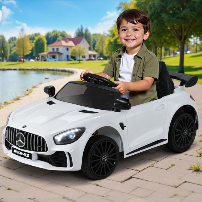 Kids 12V Mercedes-Benz AMG GTR Electric Ride On Car - White