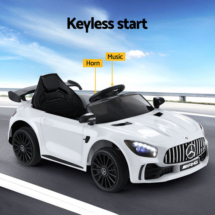 Kids 12V Mercedes-Benz AMG GTR Electric Ride On Car - White