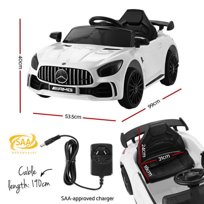 Kids 12V Mercedes-Benz AMG GTR Electric Ride On Car - White