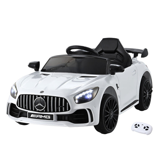 Kids 12V Mercedes-Benz AMG GTR Electric Ride On Car - White - Kids Ride on Car