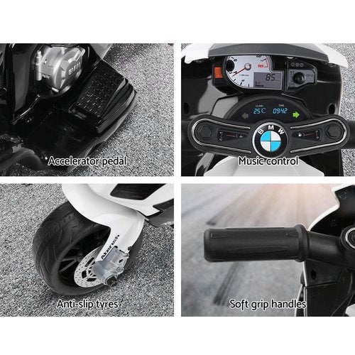 Kids BMW Motorbike - accelerator pedal; music control; anti-slip tyres; soft grip handles