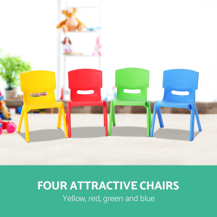Kids Coloured Plastic Chairs Stackable Set