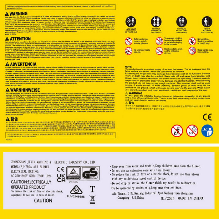 Kids Inflatable Pool Water Slide Cannon Splash Park