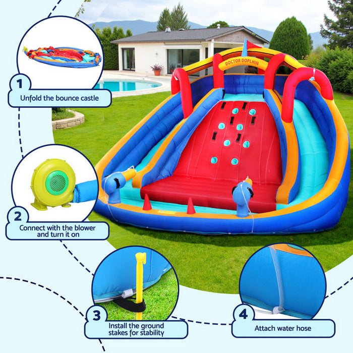 Kids Inflatable Pool Water Slide Cannon Splash Park