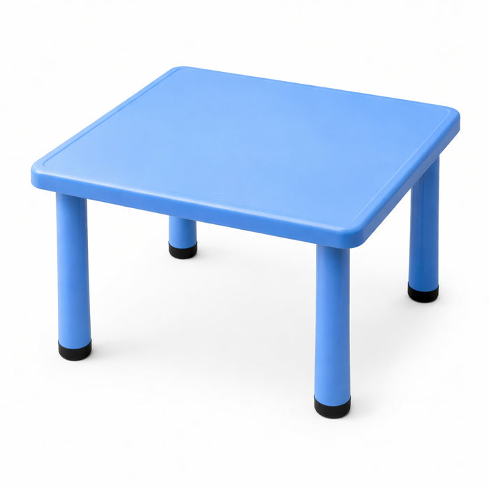 Kids Plastic Table and 4 Chairs Set – Coloured Square Table with Stackable Chairs