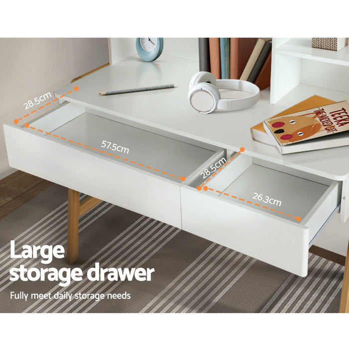 Kids White Storage Desk and Chair Set