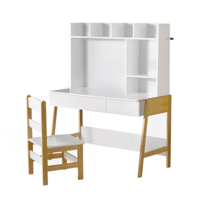 Kids White Storage Desk and Chair Set