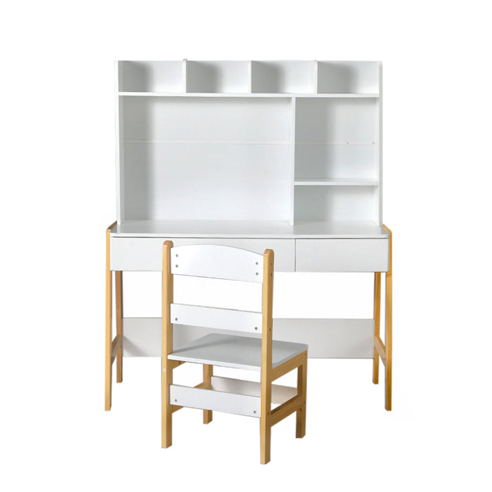 Kids White Storage Desk and Chair Set