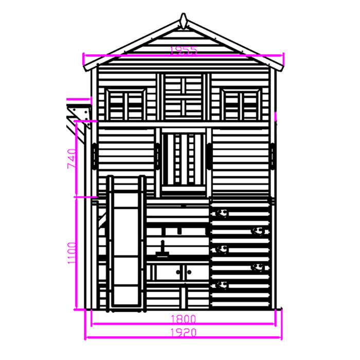 KidzShack Caboodle Shack Cubby House (with Mud Kitchen & Slide)