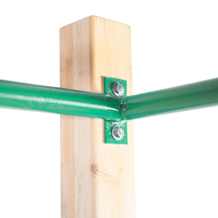 Amazon 3.0m Monkey Bar Set timber posts close-up