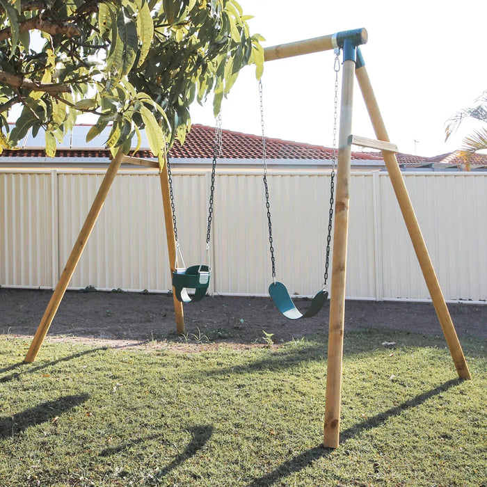 Amber Swing Set belt swings close-up