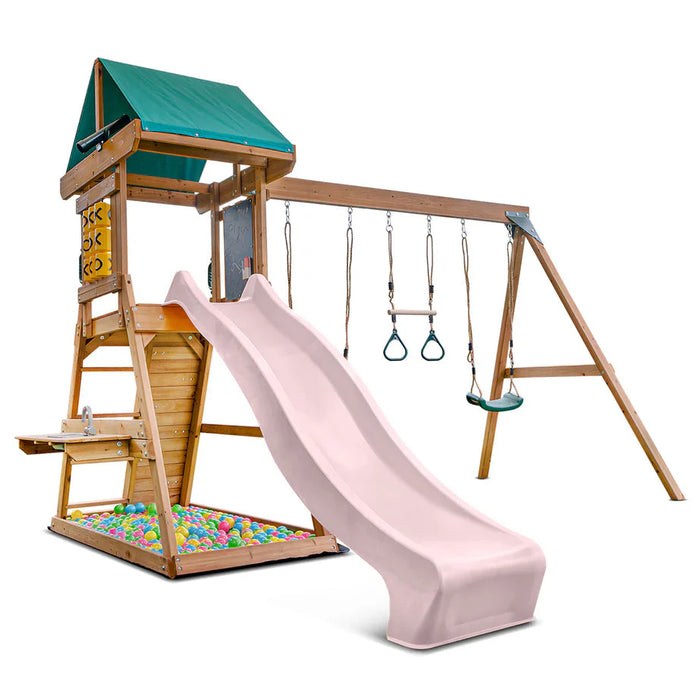 Birmingham Play Centre hideaway play kitchen and bench underneath