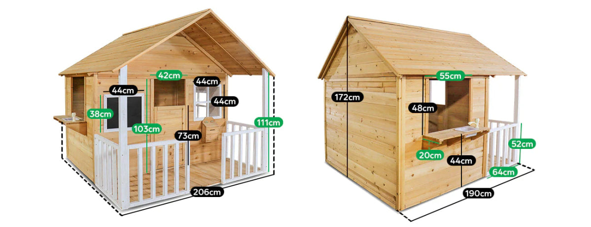 Lifespan Kids Camira Wooden Spacious Cubby House with Front Porch - High End Cubby Houses