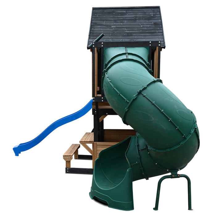 Claremont Swing Set and Playground lower hideaway bench area with door