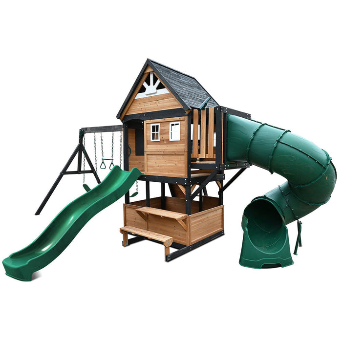 Claremont Swing Set and Playground upper fort and rock climbing wall