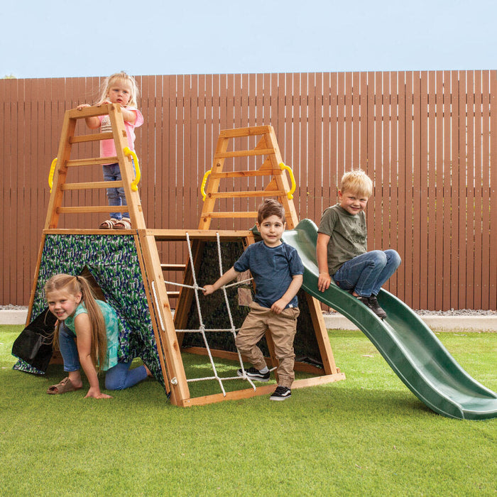 Lifespan Kids Cooper Hideaway with Rock/Net Wall and Slide - Outdoor Play Equipment