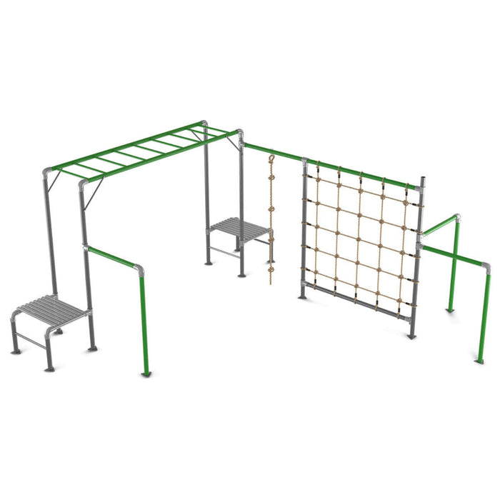 Tasman Play Centre galvanised steel frame and monkey bars