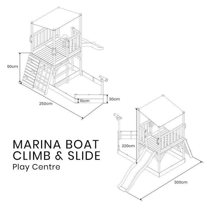 Lifespan Kids Marina Boat Sandpit and Slide and Rock Climbing with Fort - Cubby House