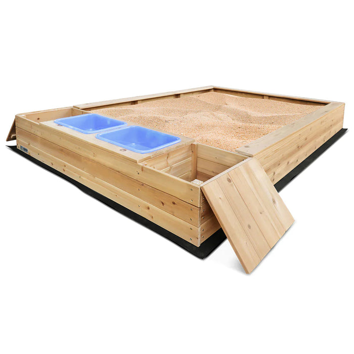 Lifespan Kids Mighty Rectangular Kids Sandpit with Wooden Cover - Sandpits