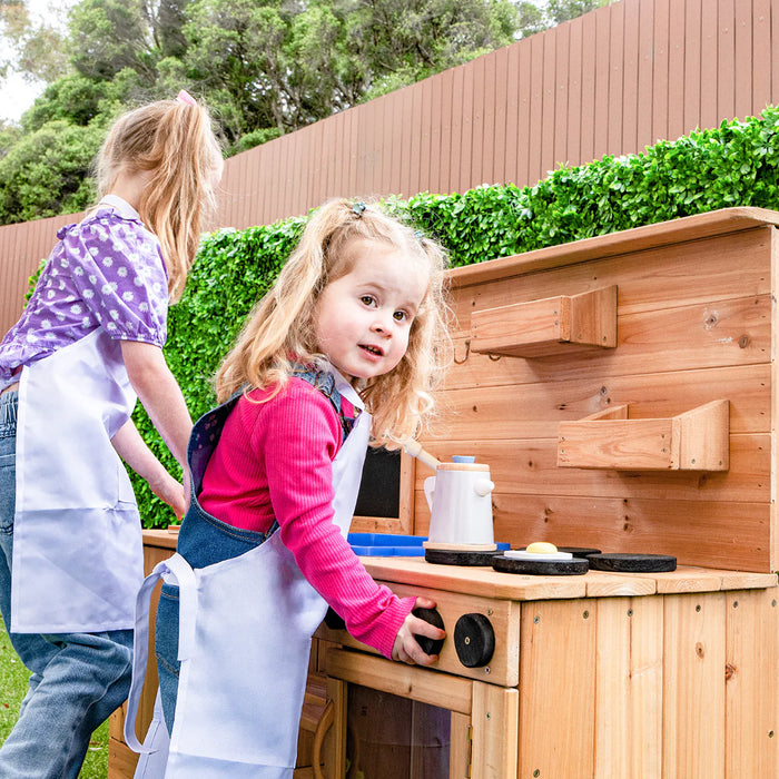 Lifespan Kids Roma mud kitchen in the backyard