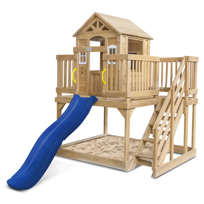 Lifespan Kids Silverton Wooden Cubby House with Sandpit Slide OR Rock Climbing Wall - Lifespan Kids Silverton Wooden Cubby House with 1.8