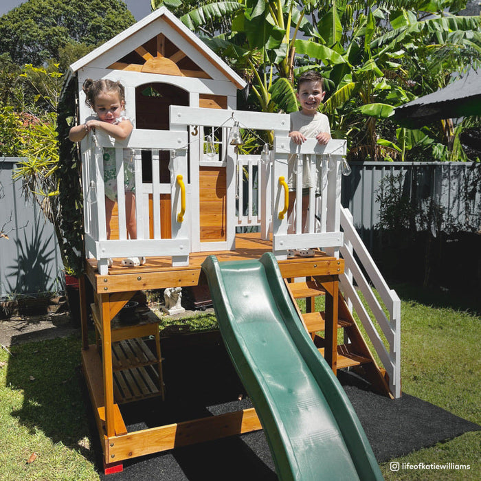 Lifespan Kids Silverton Wooden Cubby House with Sandpit Slide OR Rock Climbing Wall - High End Cubby Houses