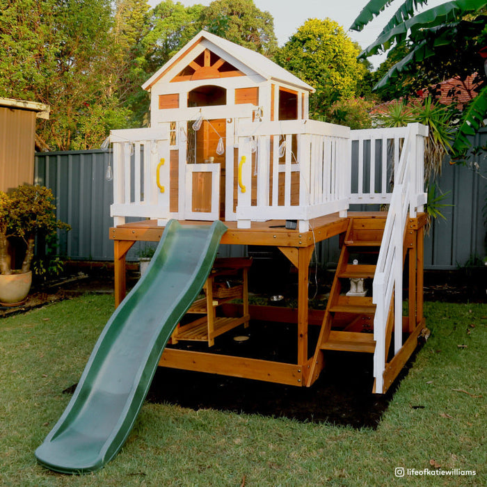 Lifespan Kids Silverton Wooden Cubby House with Sandpit Slide OR Rock Climbing Wall - High End Cubby Houses