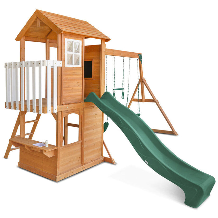 Lifespan Kids Springlake Playhouse with Wavy Slide - Outdoor Play Equipment