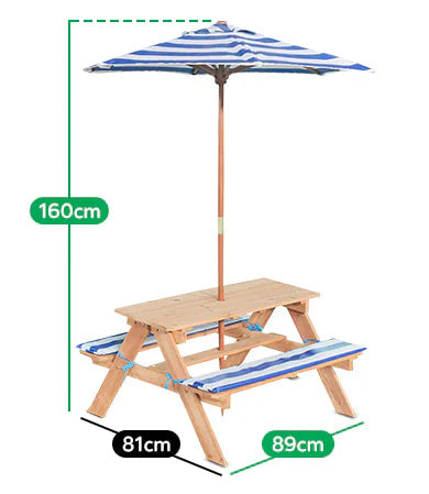 Lifespan Kids Sunset Wooden Picnic Table with Foldable Umbrella - Baby & Kids > Kid’s Furniture