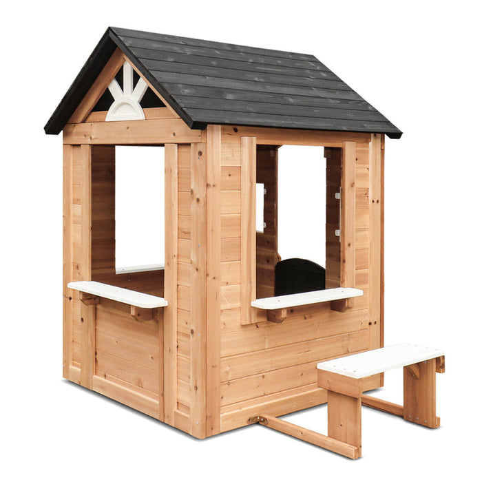 Teddy Cubby House timber finish close-up