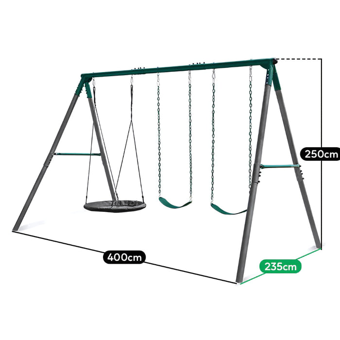 image of the titan swing set with measurements