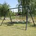 outdoor image of the Titan 3 Station Swing Set outside on grass near a lake