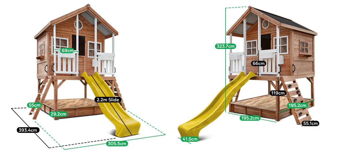 Winchester Cubby House with 2.2m Slide and Metal Roof