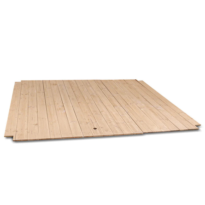 Two wooden deck boards on a white background