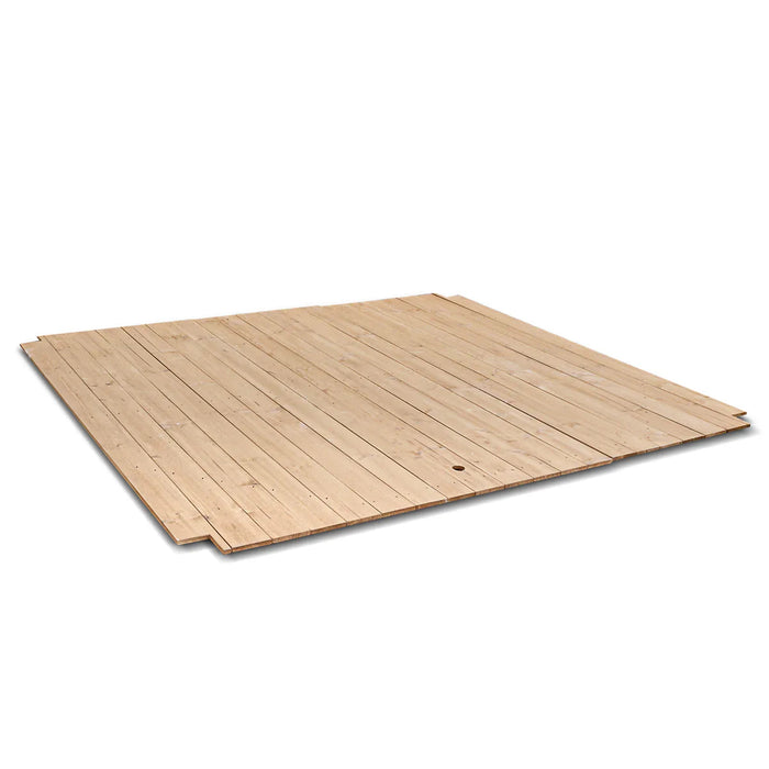Two wooden deck boards on a white background