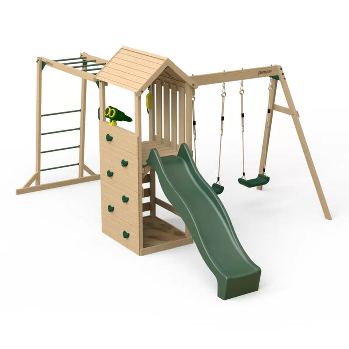 Plum Lookout Kids Tower with Monkey Bars and Swings
