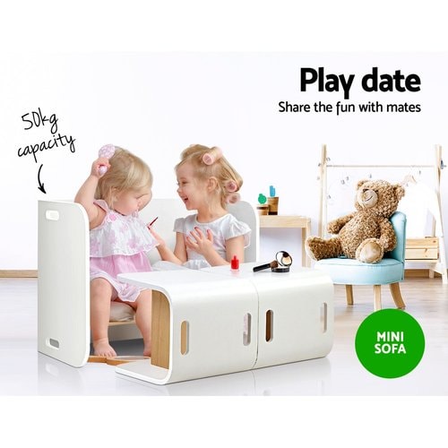 Keezi Nordic Compact Design Kids Table and Chairs White in a child's room
