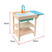 Outdoor play mud kitchen with farmhouse sink