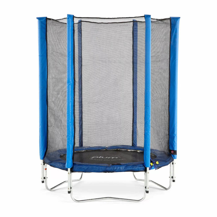 Plum 4ft Junior Kids Trampoline in blue with white background front on view