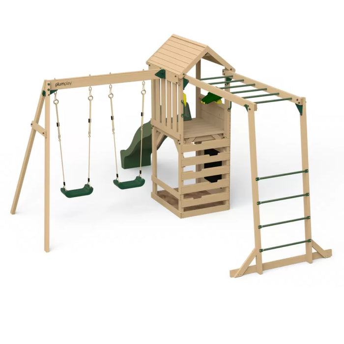 Plum Lookout Kids Tower with Monkey Bars and Swings - Outdoor Play Equipment