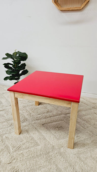 Red Top Timber Table with 2 Matching Chairs
