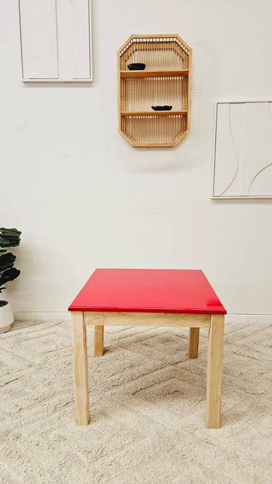 Red Top Timber Table with 2 Matching Chairs