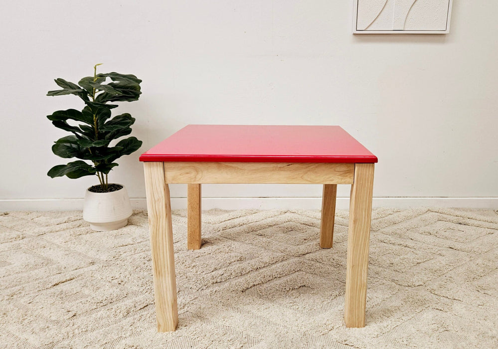 Red Top Timber Table with 2 Matching Chairs