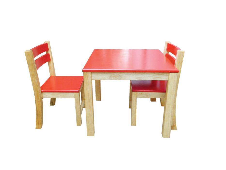 Red Top Timber Table with 2 Matching Chairs