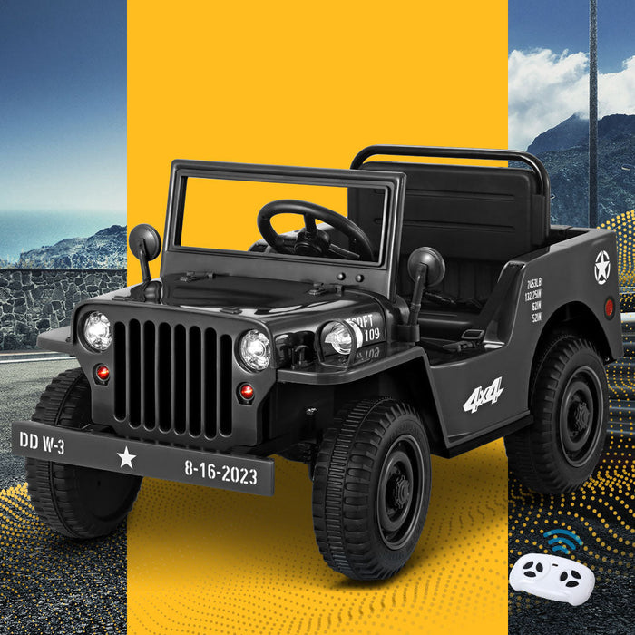 Rigo Kids Off Road Military Ride On Car Black full view