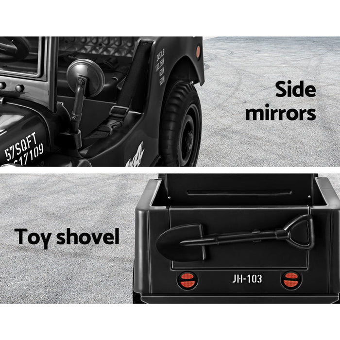 Rigo Kids Off Road Military Ride On Car Black steering wheel