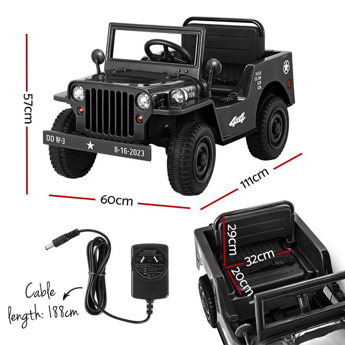 Rigo Kids Off Road Military Ride On Car Black suspension