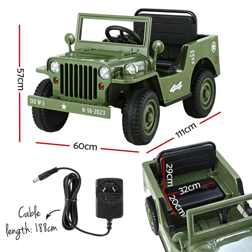 Rigo Kids Off Road Military Ride On Car - Olive Green - Kids Ride on Car